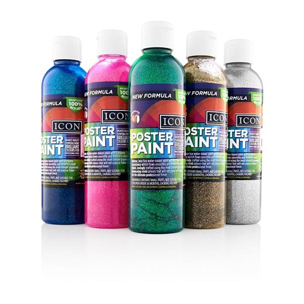 Icon 300ml Glitter Poster Paint - Blue