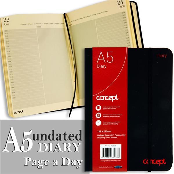 Concept A5 Undated Page A Day Diary With Times And Notes