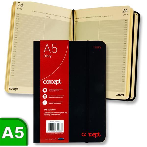 Concept A5 Undated Page A Day Diary With Times And Notes