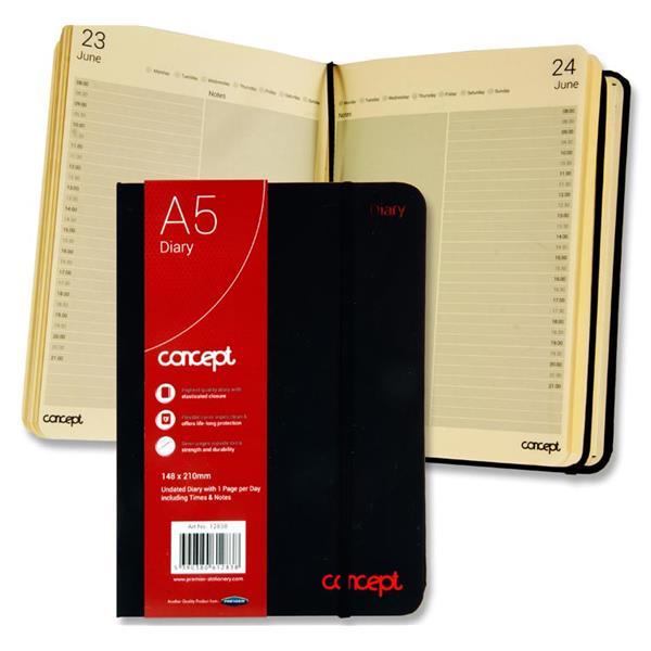 Concept A5 Undated Page A Day Diary With Times And Notes