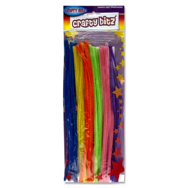 Crafty Bitz - Pipe Cleaners - 12 - Neon Chenille - Packet of 42