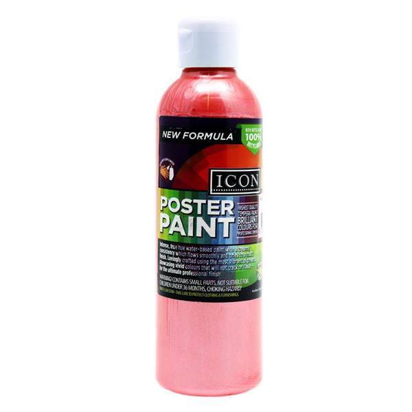 Icon 300ml Pearlescent Poster Paint - Red