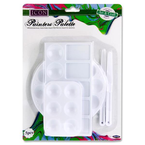 Icon 5 Piece Plastic Painters Palette & Knives Set