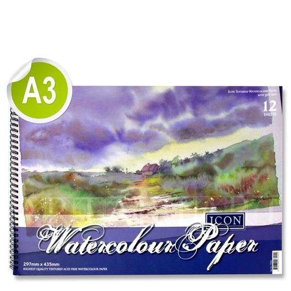 Icon A3 300gsm Wiro Watercolour Pad 12 Sheets
