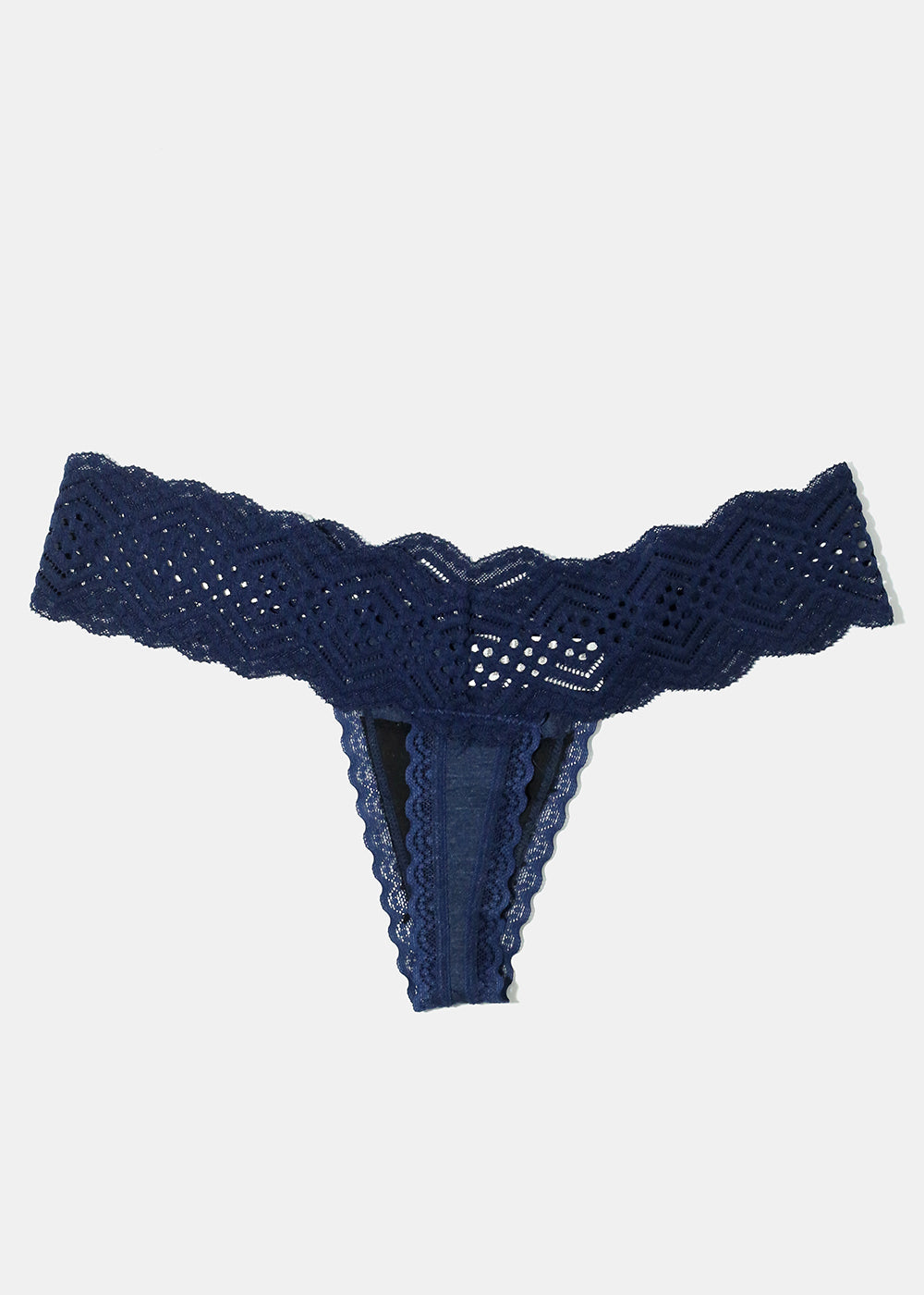 Navy Lace Thong