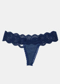 Navy Lace Thong