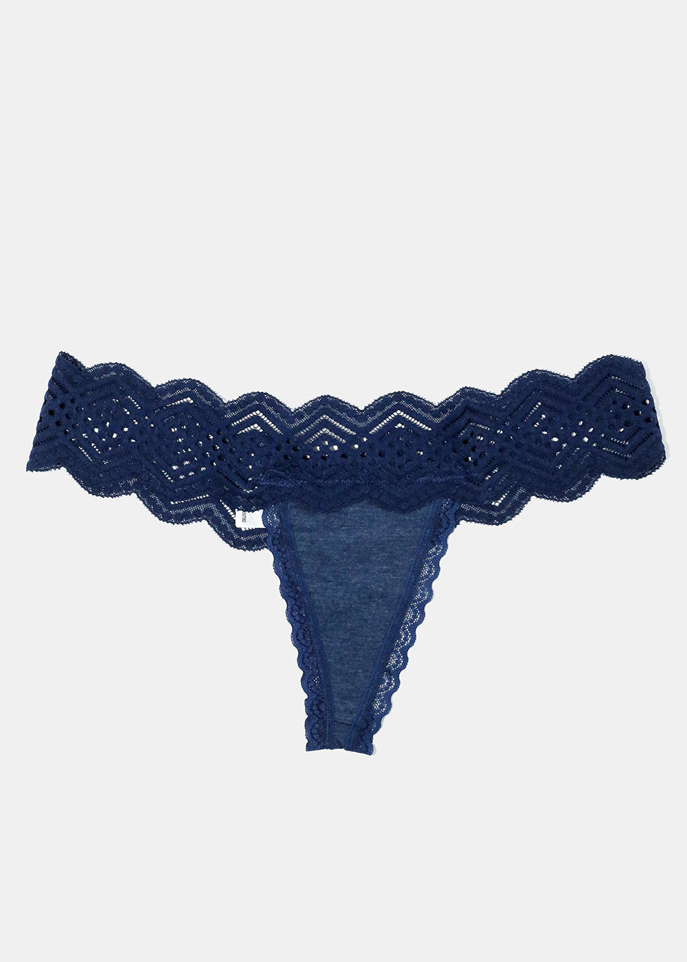 Navy Lace Thong