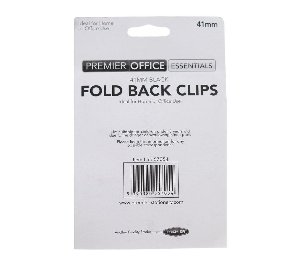 Premier Office - 4 Fold Back Binder Clips - 41mm