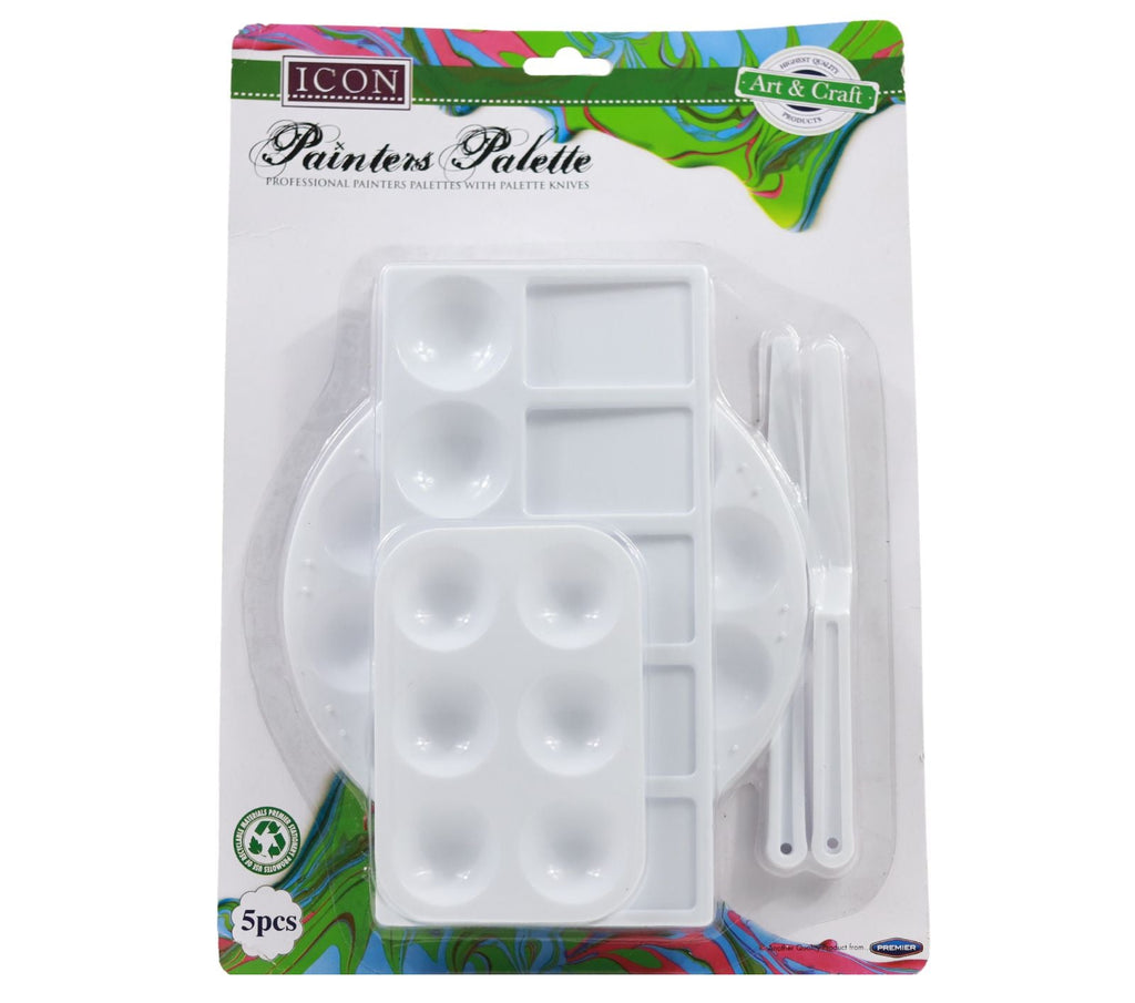 Icon 5 Piece Plastic Painters Palette & Knives Set